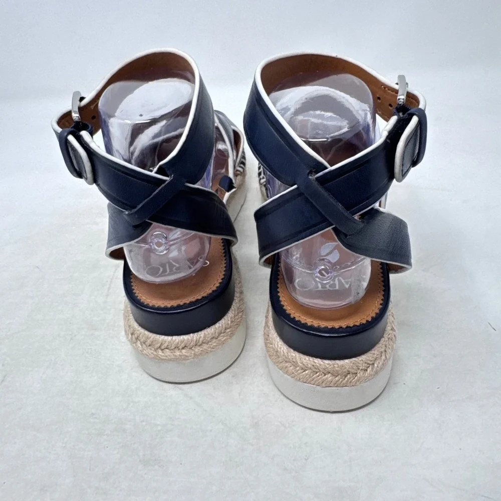 Sarto Franco Sarto Espadrille Platform Sandals Navy Blue Size 8 Nautical Summer